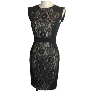 $195 EUC SAKS FIFTH AVENUE BLACK LABEL short sleeve dress 2 black solid